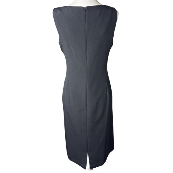 Liz Claiborne Womens Petite Dress Size 6P Black Sleeveless Satin Top Midi Length - Picture 5 of 9